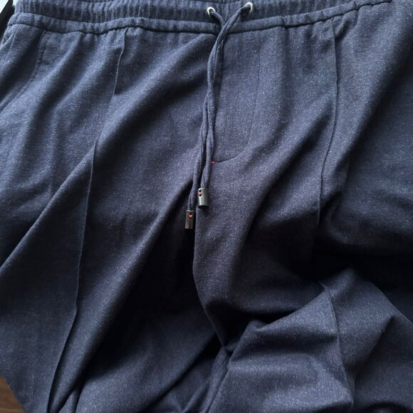 1450$ ISAIA Blue Sartorial Drawstring Pant Wool Cashmere 42 US/58 EU Fits W38-42 - Picture 4 of 8